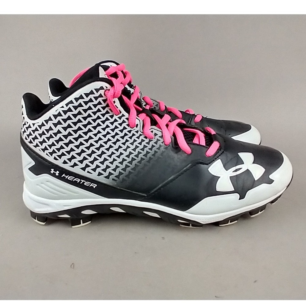 Under Armour Heater Spine Baseball Cleats Mens 9 Black White Pink 1274396-011